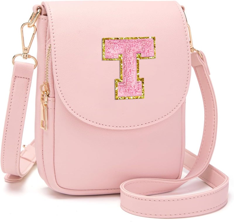 Viverte Crossbody Purse for Teen Girls Small Initial Cell Phone Toddler Purse Leather Triple Compartment Crossbody Bags - Image 1